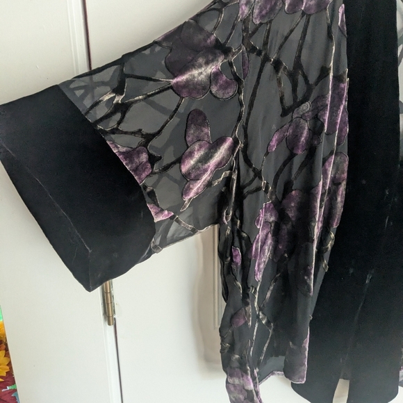 Vintage Silk Velvet Burnout Kimono Topper - Picture 4 of 5
